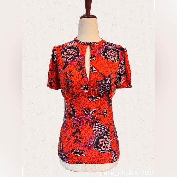 Free People - Hear Me Roar Print Top - Like New! Red Combo- Size: Small - Picture 6 of 10